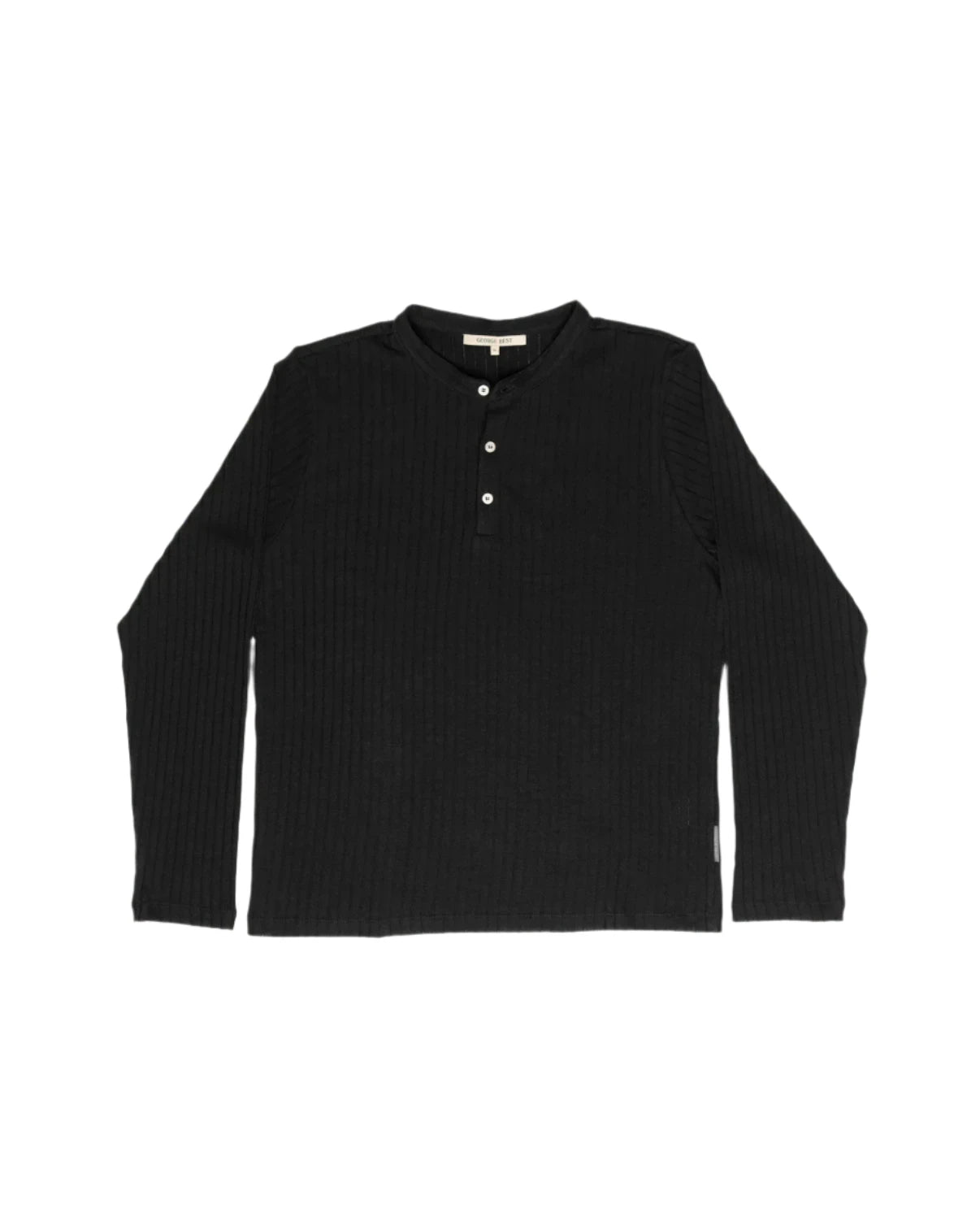 GEORGE BEST - CLASSIC BEST HENLEY TOP BLACK