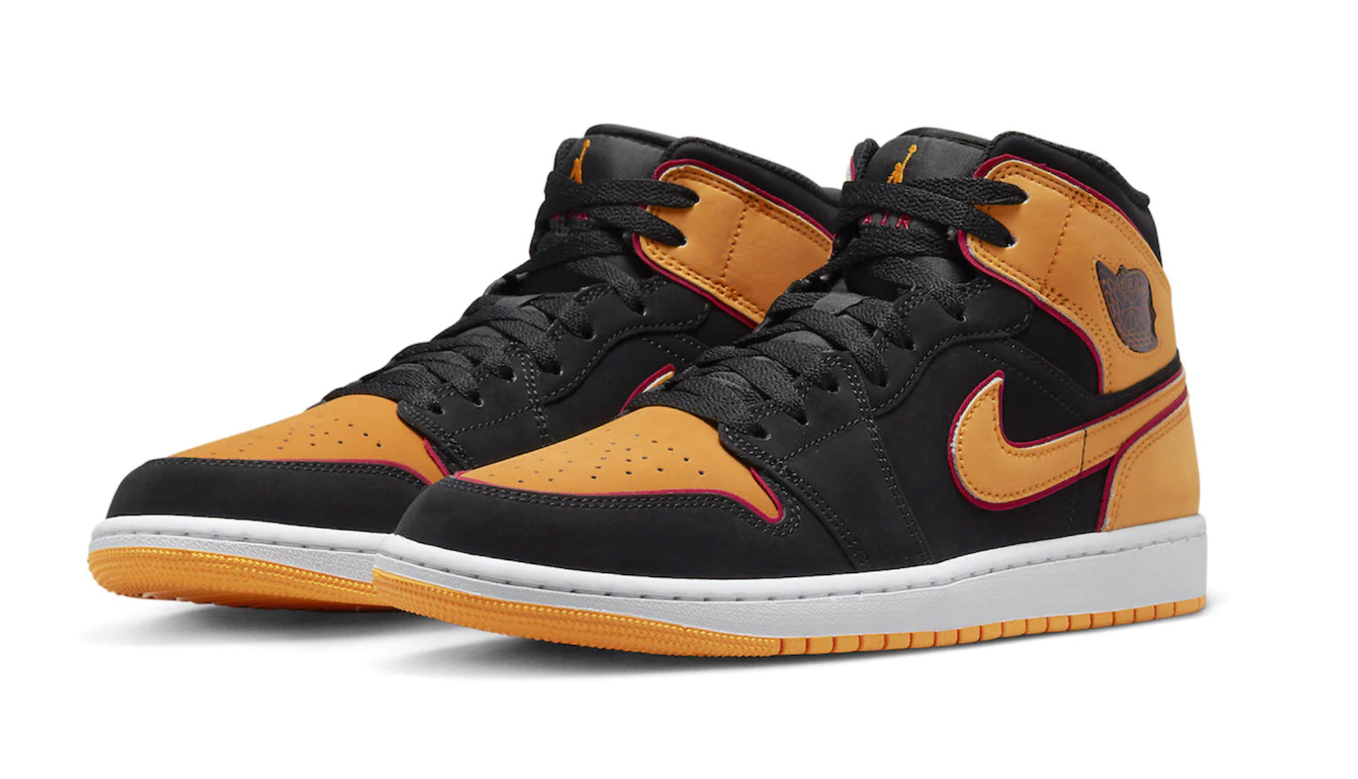 JORDAN 1 MID FAT TONGUE BLACK ORANGE