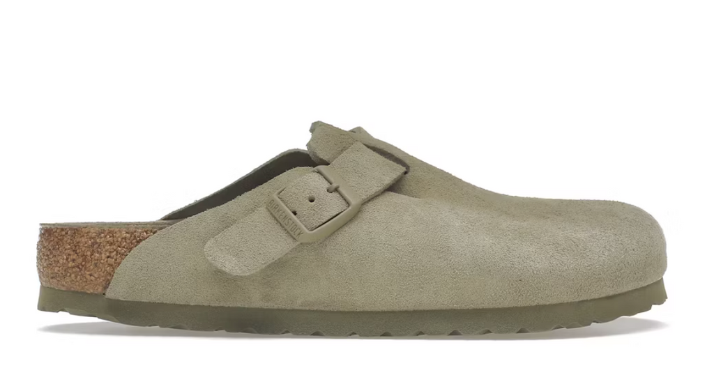 BIRKENSTOCK BOSTON SOFT FOOTBED SUEDE FADED KHAKI