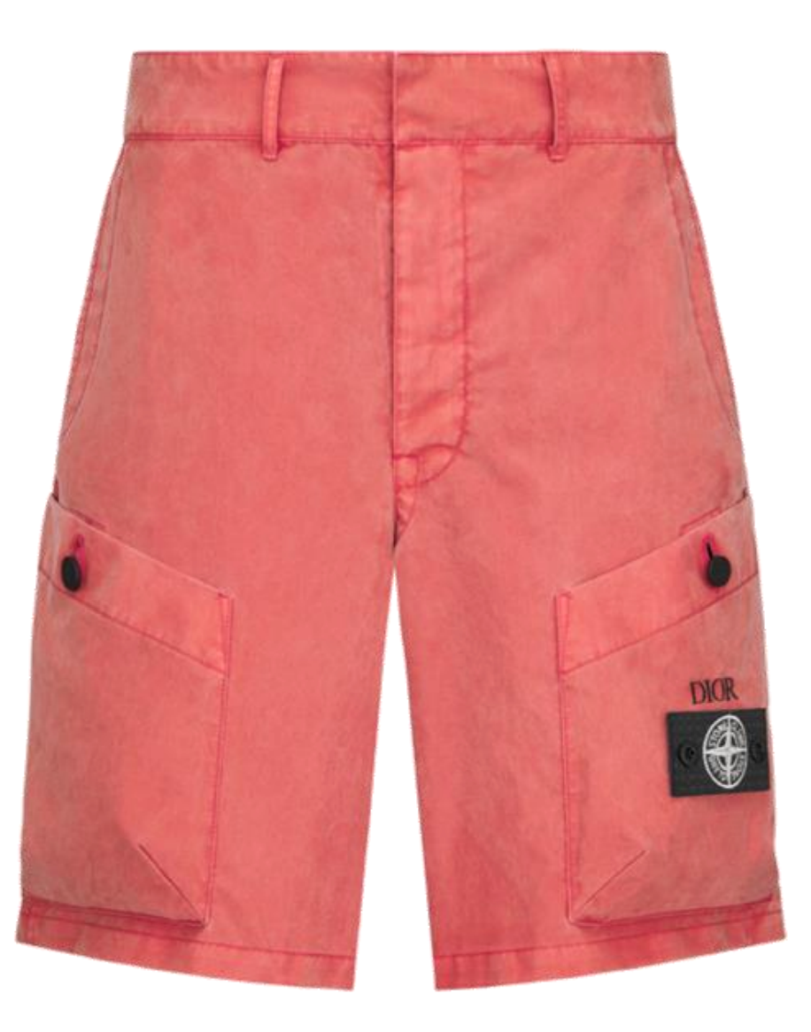 DIOR X STONE ISLAND Garment Dye Bermuda with Gusset Coral