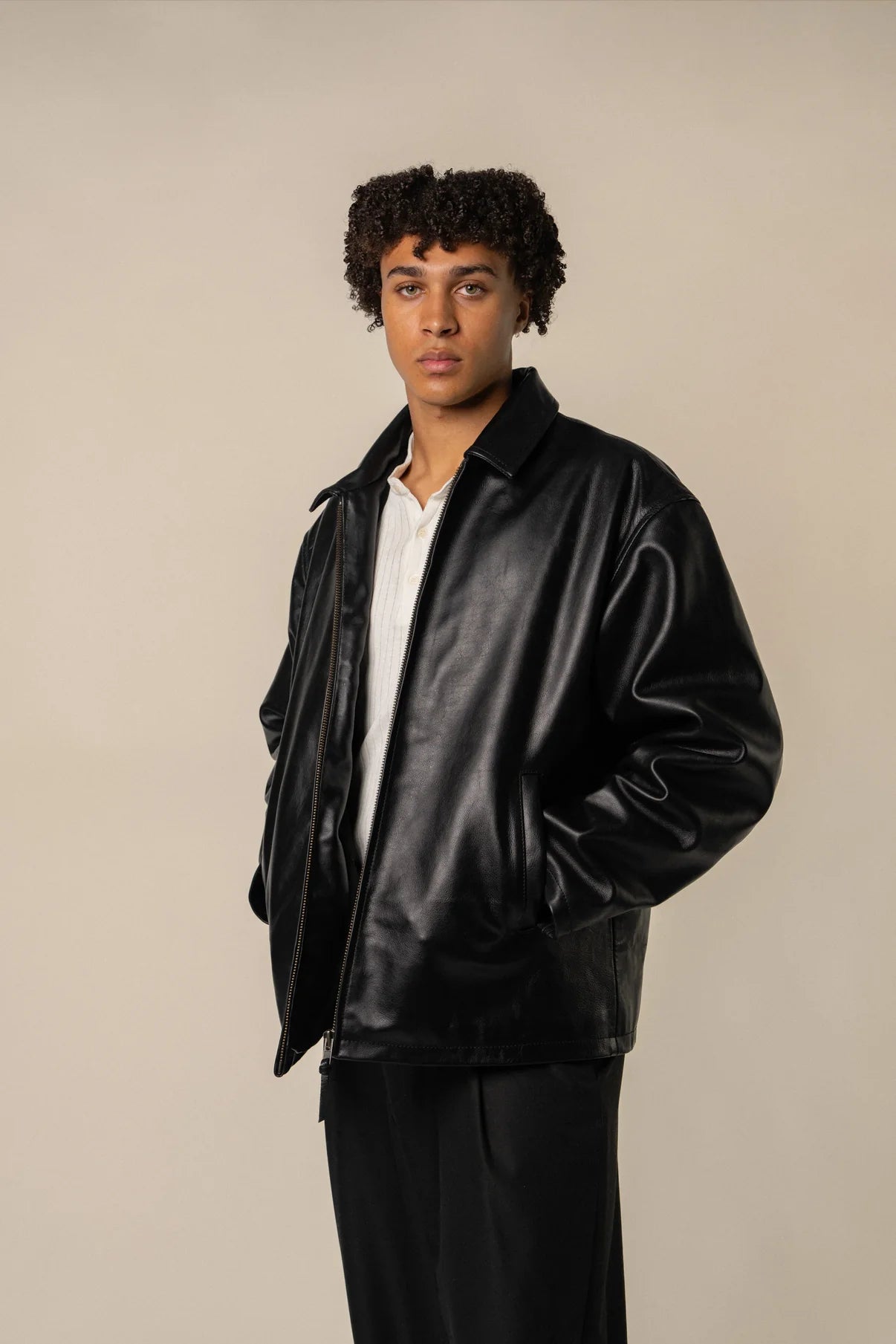 GEORGE BEST - HARRINGTON LOOSE FIT LEATHER JACKET