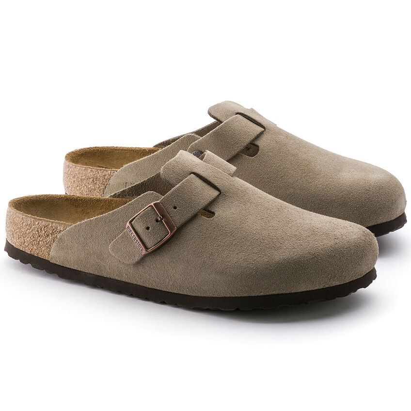 BIRKENSTOCK BOSTON SOFT FOOTBED SUEDE TAUPE - REGULAR FIT