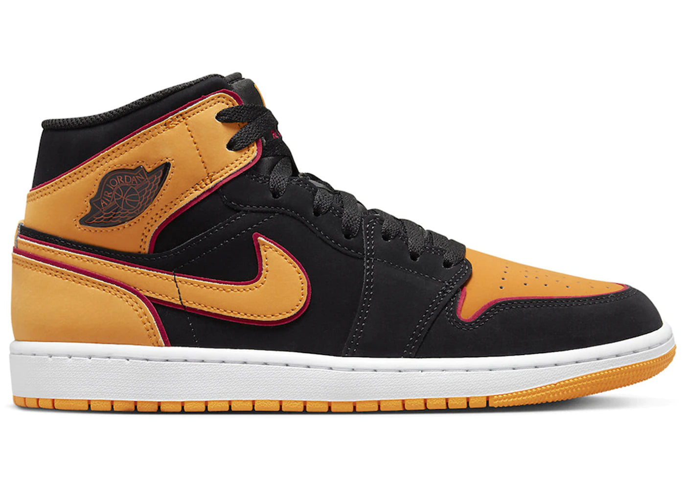 JORDAN 1 MID FAT TONGUE BLACK ORANGE