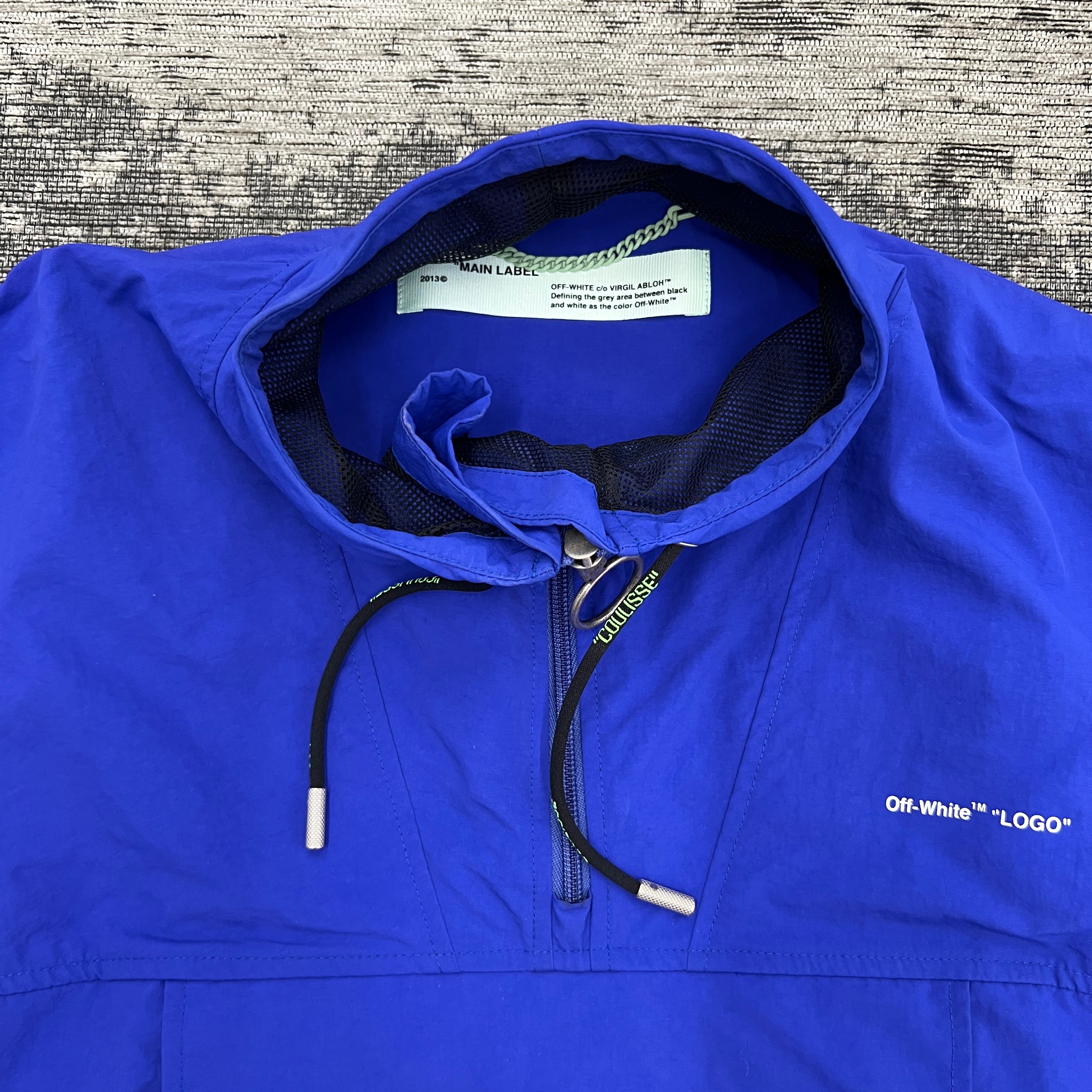 PRE-LOVED OFF-WHITE PERFORATED ANORAK BLUE