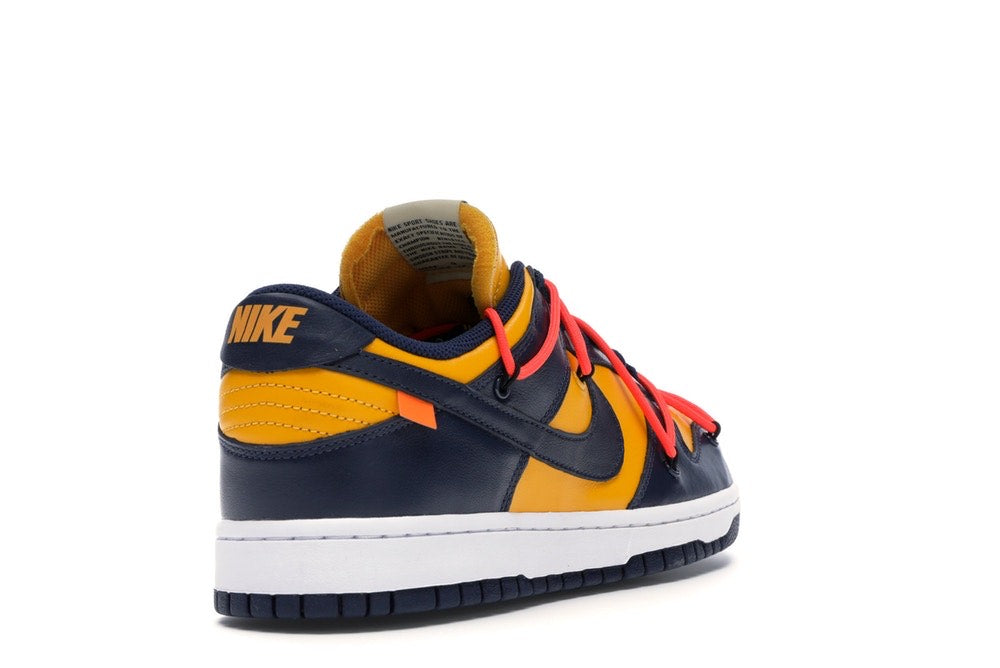 Nike x off-white dunk low outlet university gold  and  navy