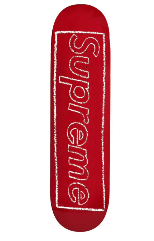 Supreme KAWS Chalk Logo Skateboard Deck Red - The Edit LDN