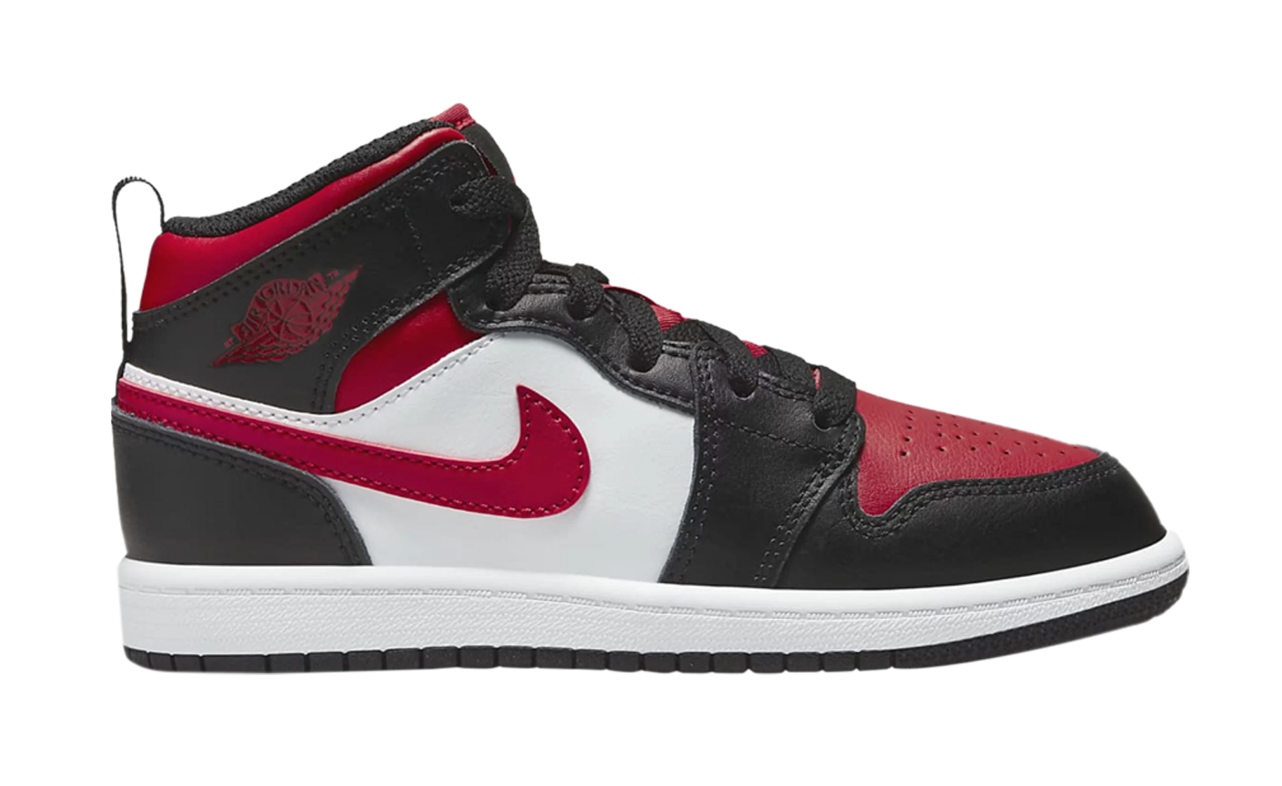 JORDAN 1 MID BLACK FIRE RED (PS)