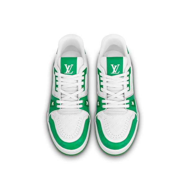 Lv trainer leather low trainers Louis Vuitton Green size 8 US in